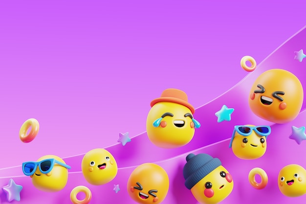 Tło 3D z nowoczesnymi emoji