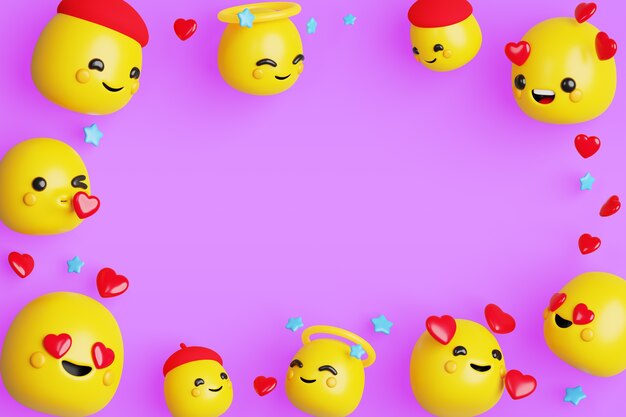 Tło 3D z nowoczesnymi emoji