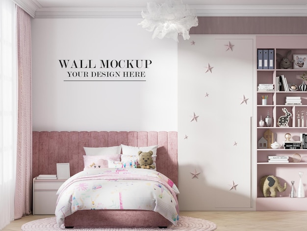 Tło ściany w różowym i białym pokoju dziecięcym