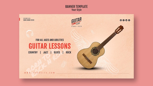 Bezpłatny plik PSD transparent szablon lekcje gry na gitarze