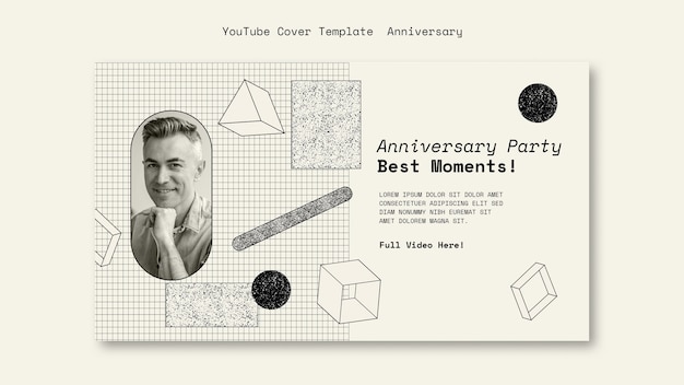 Bezpłatny plik PSD trzyletnia rocznica dla biznesowego szablonu okładki youtube