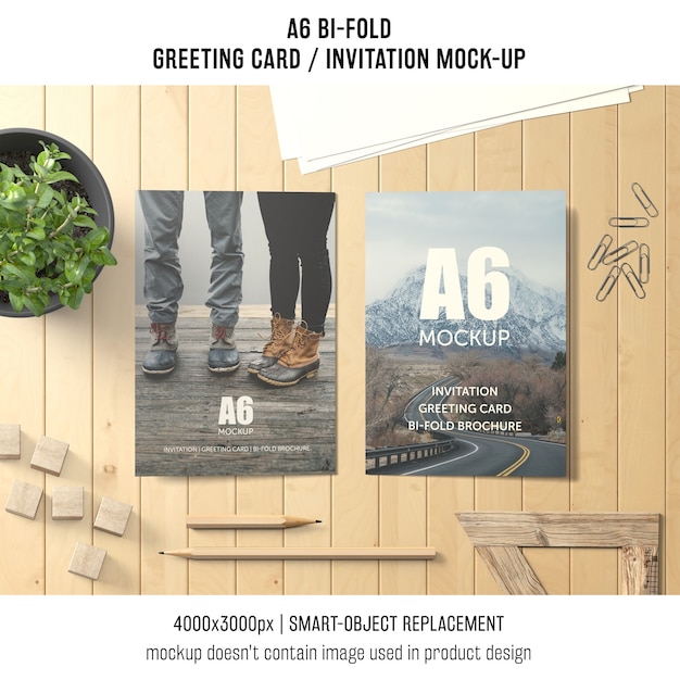 Bezpłatny plik PSD twórczy a6 bi-fold makieta z życzeniami
