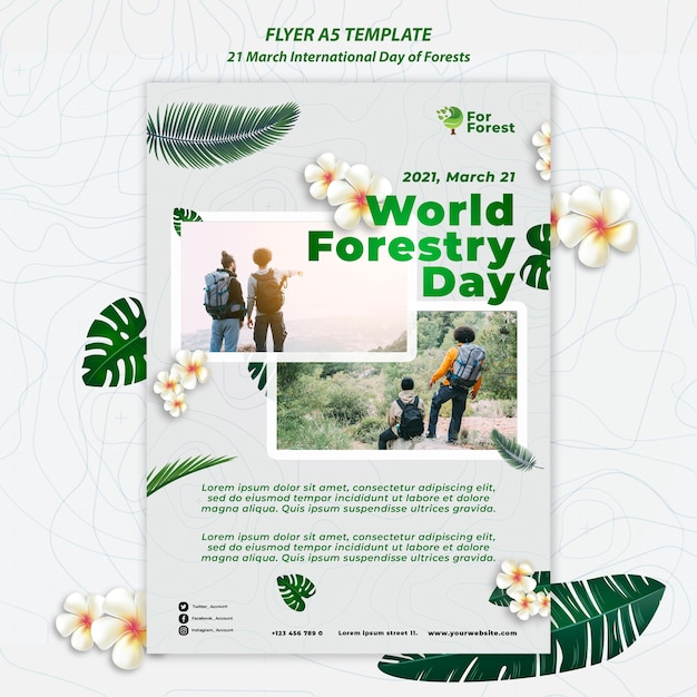 Bezpłatny plik PSD ulotka z okazji międzynarodowego dnia lasów