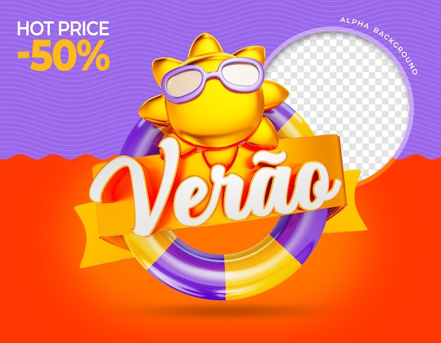 Verao w brazylii letnia wyprzedaż oferuje realistyczną koncepcję renderowania 3d