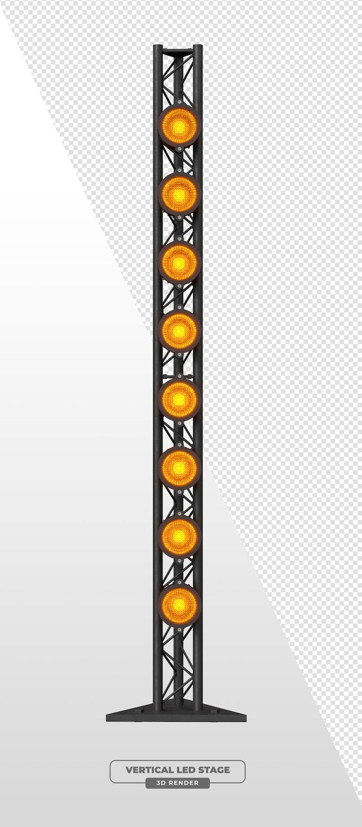 Bezpłatny plik PSD vertical stage lighting truss z amberowymi reflektorami w renderowaniu 3d