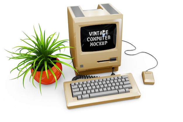 Vintage Computer Mock-up Isolated