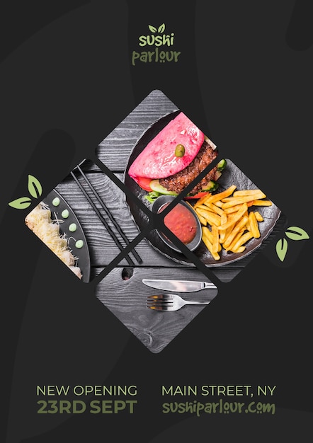 Web banner szablon dla japońskiej restauracji