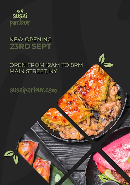 Web banner szablon dla japońskiej restauracji