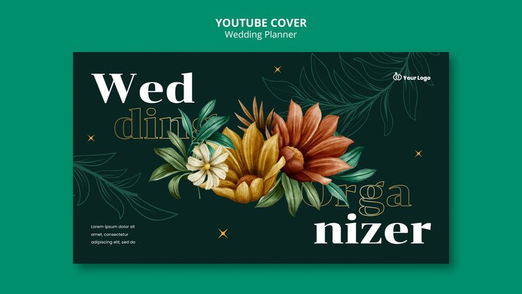 Bezpłatny plik PSD wedding planner, szablon okładki youtube
