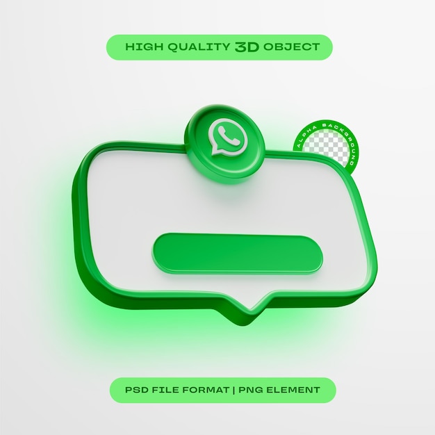 Bezpłatny plik PSD whatsapp skontaktuj się z nami banner element icon isolated 3d render