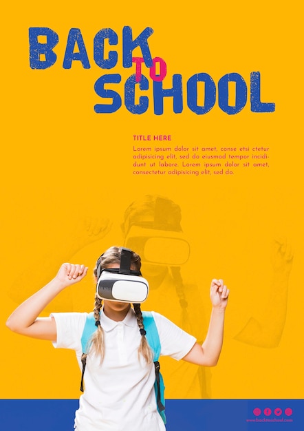 Bezpłatny plik PSD widok z przodu nastolatek dziewczyny z okularami rzeczywistości wirtualnej