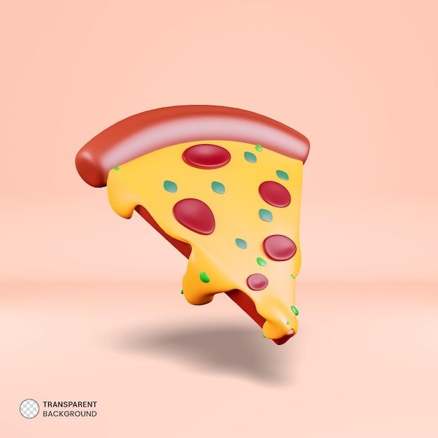 Włoska Pizza Fast Food Ikona Na Białym Tle Renderowania 3d Ilustracja