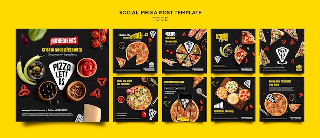 Bezpłatny plik PSD włoskie jedzenie w mediach społecznościowych