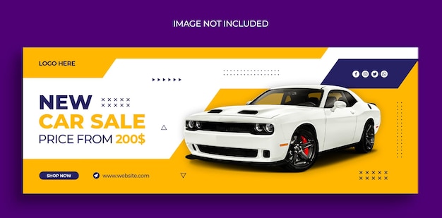 Wypożyczalnia samochodów sprzedaż poziomy baner lub szablon reklamy okładki na facebook