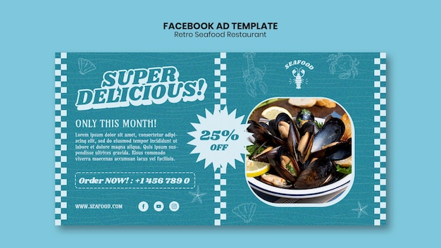 Bezpłatny plik PSD wzorzec facebooka dla restauracji z pysznym jedzeniem
