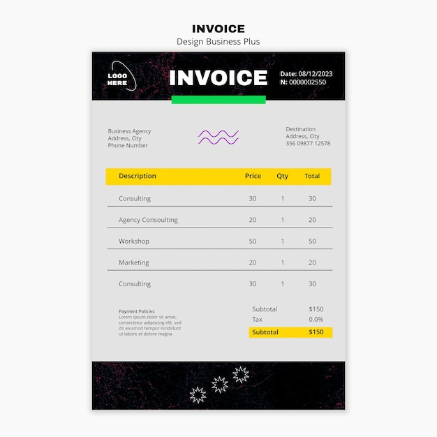 Bezpłatny plik PSD zaprojektuj szablon faktury biznesowej