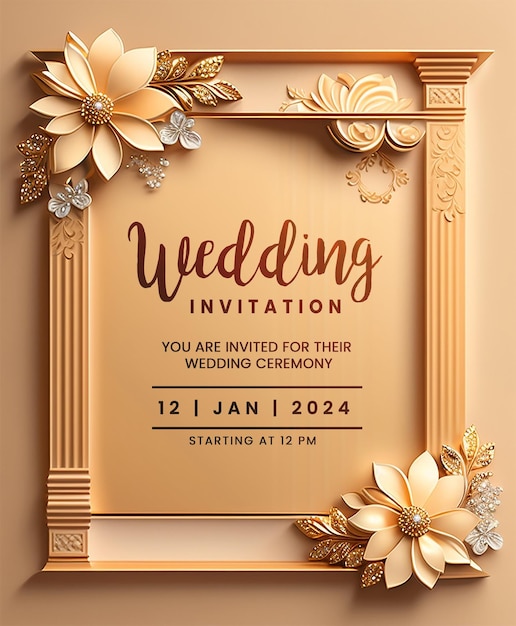 Bezpłatny plik PSD zaproszenia ślubne kartki okolicznościowe w eleganckim stylu vintage