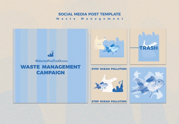 Zarządzanie odpadami szablon postu w mediach społecznościowych