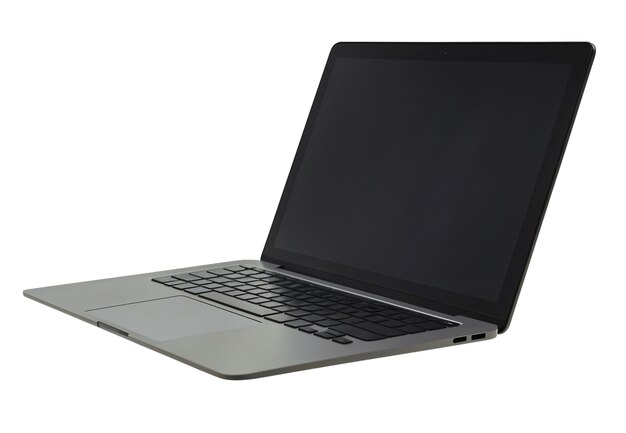 Zbliżenie na srebrny laptop odizolowany