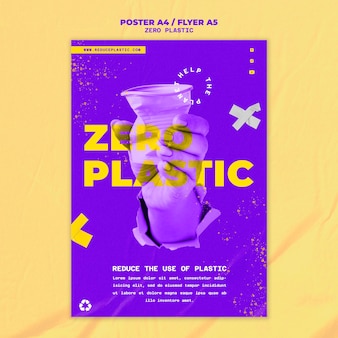 Zero plastikowego szablonu projektu plakatu