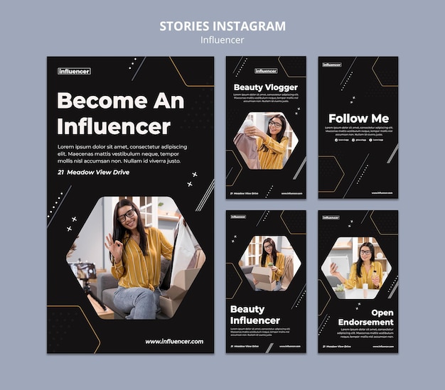 Zestaw historii influencerów w mediach społecznościowych