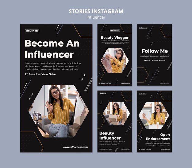 Zestaw historii influencerów w mediach społecznościowych