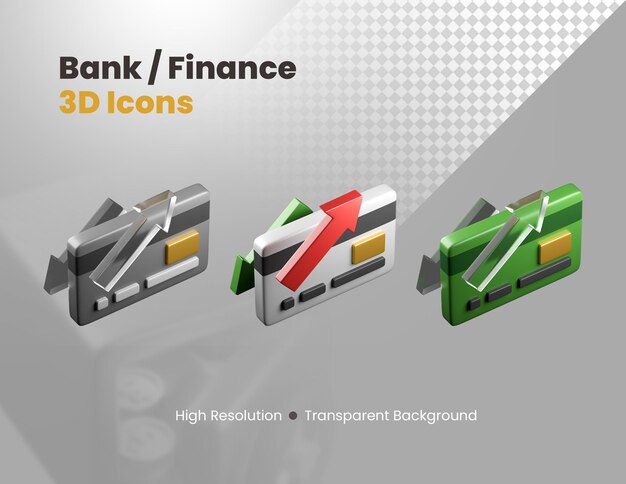 Zestaw ikon 3D związanych z bankowością i finansami