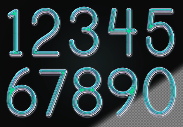 Bezpłatny plik PSD zestaw numerów w stylu holograficznym