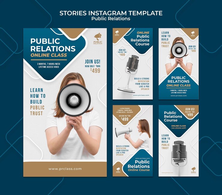 Bezpłatny plik PSD zestaw opowiadań na instagramie public relations