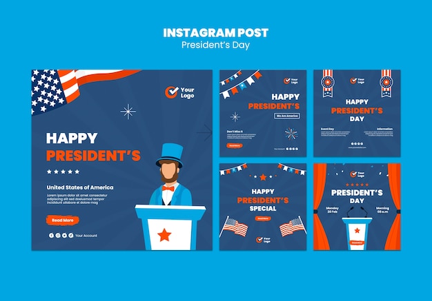 Zestaw Postów Na Instagramie Z Okazji Dnia Prezydentów