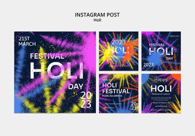 Zestaw postów na instagramie z okazji festiwalu holi