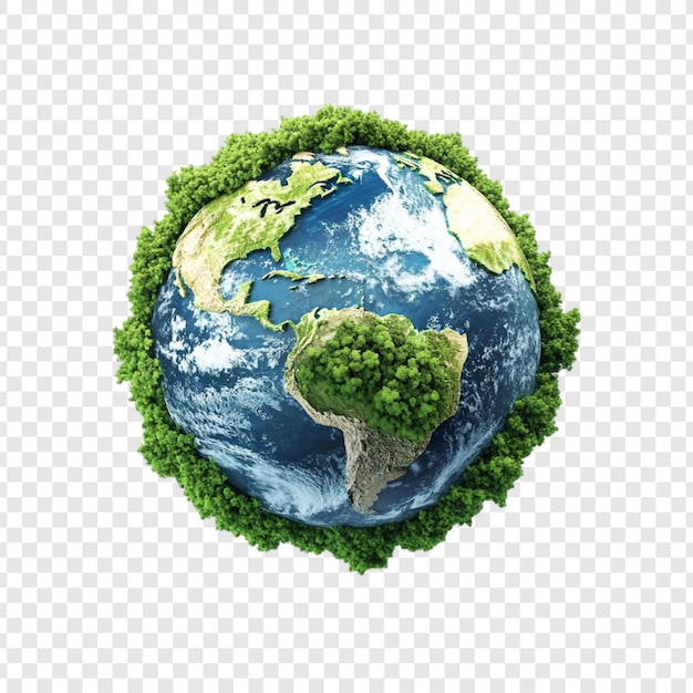 Zielona Ziemia Zrównoważona przyszłość Nasza planeta Błyszcząca zielenią Ochrona środowiska Globalna ekologia Świat przyjazny dla środowiska Render 3D