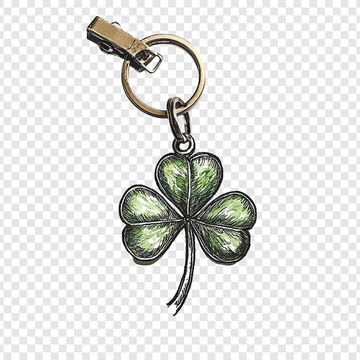 Bezpłatny plik PSD zielony kluczyk z koniczyną, irlandzki urok, szczęście.