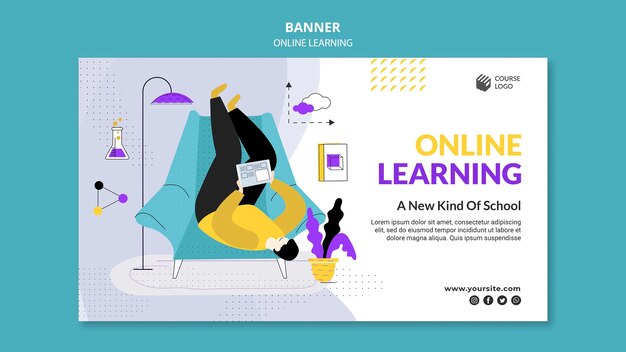 Zilustrowany szablon banera e-learningowego