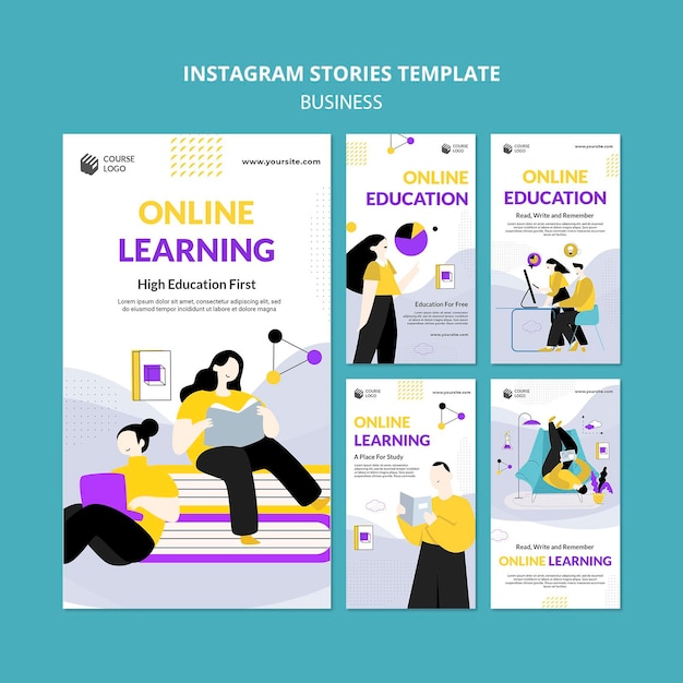 Zilustrowany Szablon Opowiadań Na Instagramie E-learningu