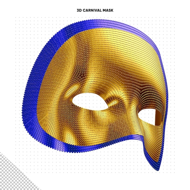 Bezpłatny plik PSD złota i niebieska obrotowa maska karnawałowa