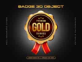 Bezpłatny plik PSD złota odznaka 3d dla kompozycji nagrody mistrza