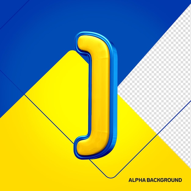 Bezpłatny plik PSD Żółty alfabet ze znakiem 3d niebieski