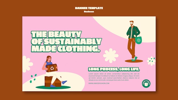 Bezpłatny plik PSD zrównoważony szablon baneru poziomego sklepu slow fashion