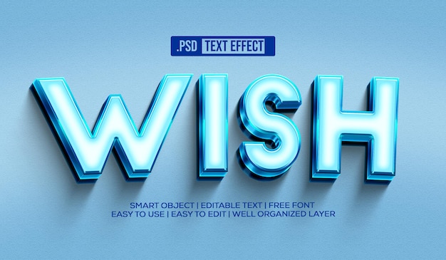 Bezpłatny plik PSD Życzenie efektu stylu tekstu