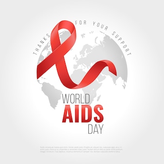 1 grudnia to dzień świadomości pomocy na świecie w tle czerwonej wstążki świadomości aids