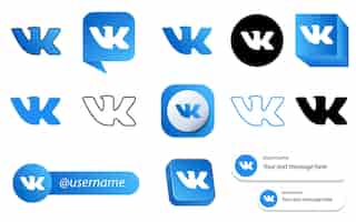 Bezpłatny wektor 14 pakiet ikon mediów społecznościowych vk