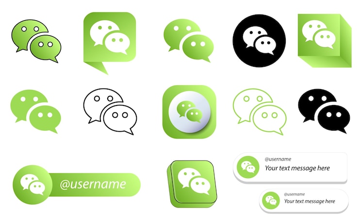 Bezpłatny plik Wektor 14 pakiet ikon mediów społecznościowych wechat messenger