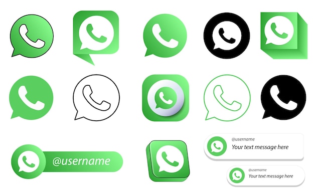 Bezpłatny wektor 14 pakiet ikon mediów społecznościowych whatsapp