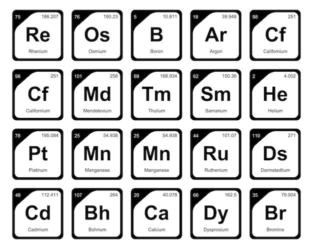 20 Preiodic Tabela Elementów Icon Pack Design Vector Illustration