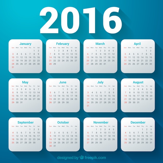 Bezpłatny wektor 2016 szablon kalendarza