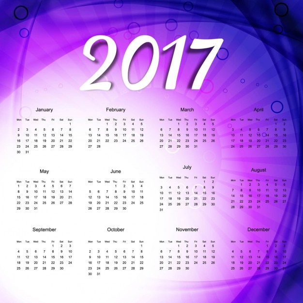 Bezpłatny wektor 2017 kalendarz