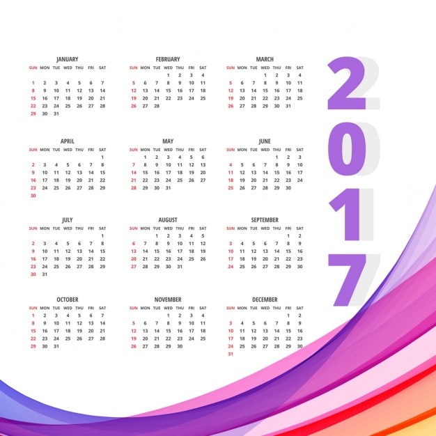 2017 Projekt Kalendarza Z Kolorowych Fali