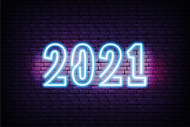 Bezpłatny wektor 2021 realistyczny projekt neonu