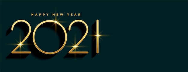 2021 złoty szczęśliwego nowego roku banner z miejscem na tekst